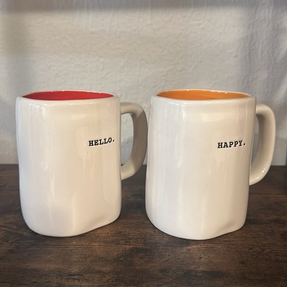Rae Dunn Hello Happy Set‎ 2 Mugs - Picture 4 of 6